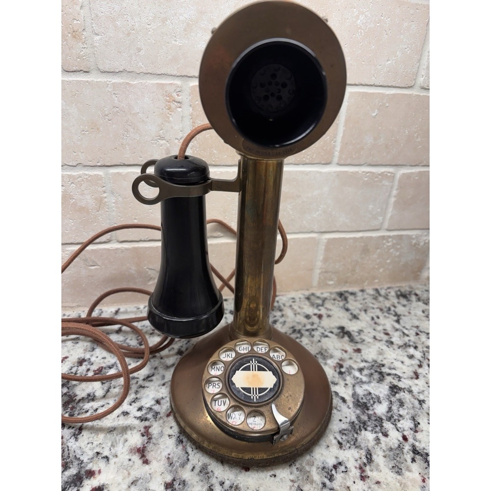 Antique Western Electric Brass Candlestick Phone Working‎ Rotary Dial Bakelite